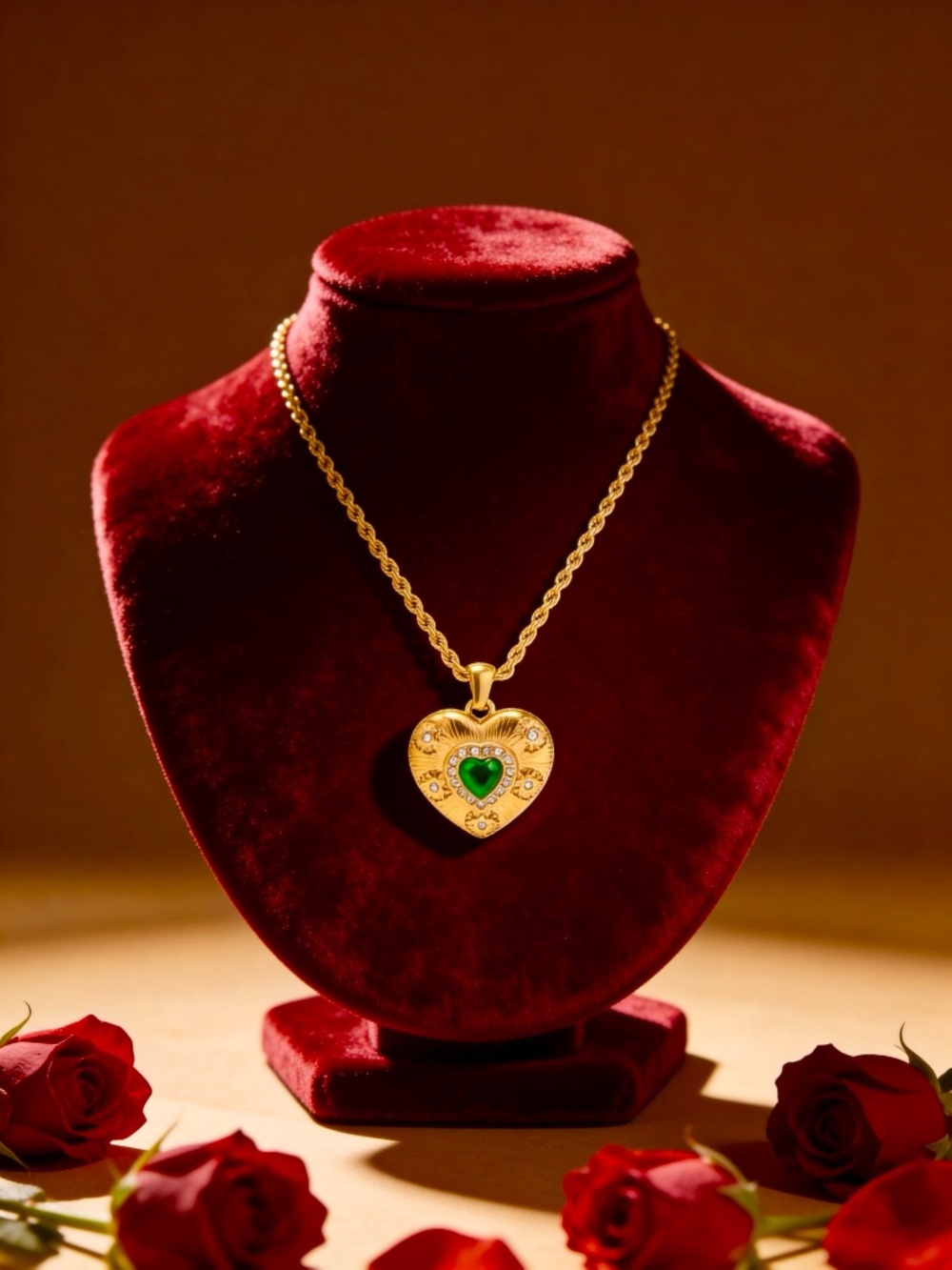 18 Karat PVD Gold Heart Pendant Necklace